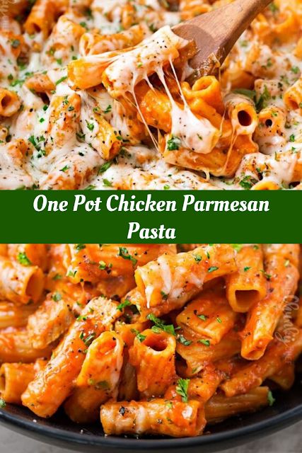 One Pot Chicken Parmesan Pasta Chicken With Tomato Sauce, One Pot Chicken Parmesan Pasta, One Pot Chicken Parmesan, Tomato Pasta With Chicken, Chicken Breast Pasta, Chicken Parmesan Pasta, Parmesan Pasta, One Pot Chicken, One Pot Pasta