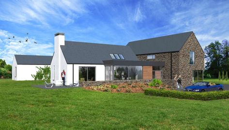 Bagged Brick, Houses Ireland, Irish House Plans, Brick Exteriors, Contemporary Bungalow, House Designs Ireland, Contemporary Houses, Irish Houses, Rural Architecture