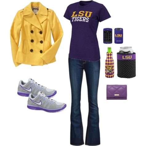 LSU game day Lsu Game Day, Lsu Outfits, Lsu Game, Lsu Football, Tailgate Outfit, Geaux Tigers, Fabulous Clothes, Lsu Tigers, Gameday Outfit