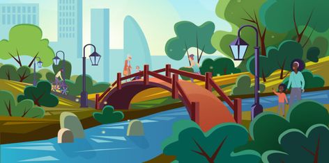 Opinion: In a pandemic, we need green spaces more than ever | Ensia Healthy Community Drawing, Community Drawing, Happy New Year Logo, Pink Ribbon Wallpaper, New Year Logo, Bridge Drawing, Healthy Community, Urban Heat Island, Merry Christmas Background