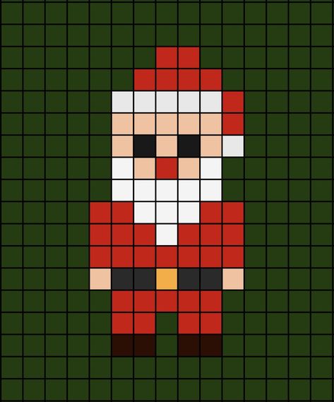 A small-ish pixel art template of Santa Claus with a red nose. Easy Pixel Art Christmas, Easy Christmas Cross Stitch Patterns Free, Small Christmas Pixel Art, Pixel Art Christmas Tree, Holiday Pixel Art, Santa Pixel Art, Pixel Art Tiny, Tiny Pixel Art, Pixlr Art