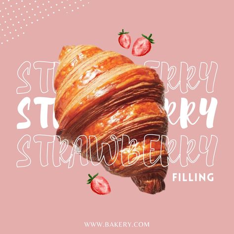 Insta; montage_.studio Croissant Graphic Design, Cake Social Media Design, Croissant Drawing, Croissant Strawberry, Croissant Poster, Croissant Design, Magazine Cover Template, Cafe Posters, Coffee Shop Photography