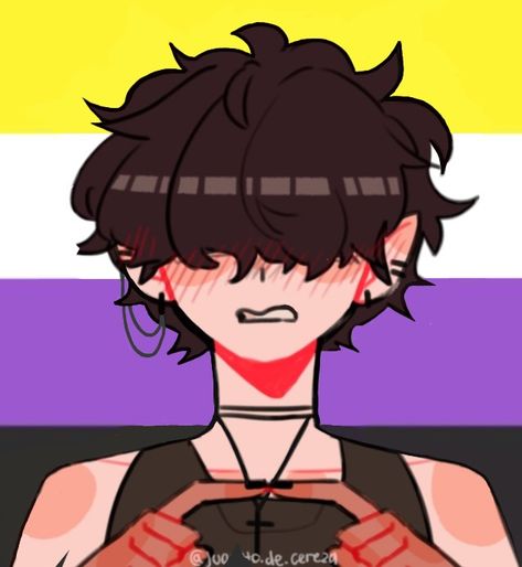 Nonbinary Art Oc, Weirdcore Sketches, Nonbinary Character Design, Nonbinary Art, Anime Hair Color, Elf Drawings, New Pfp, Cartoon People, Lgbt Art