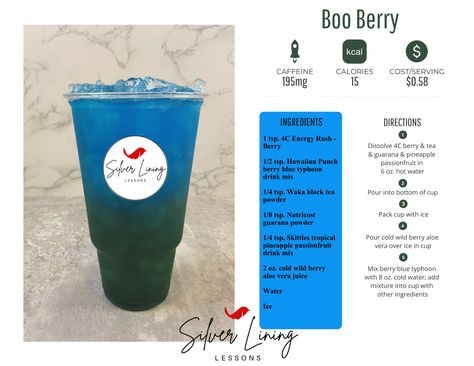 Boo Berry – Silver Lining Lessons Halloween Energy Teas, Halloween Loaded Tea Recipes, Instant Tea Powder, Silver Lining Lessons, Morning Teas, Guarana Powder, Energy Drink Recipe, Ugg Season, Boo Berry