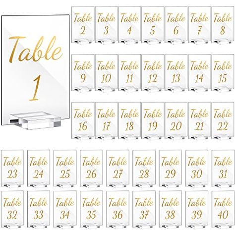 Table Signs For Wedding, Signs For Wedding Reception, Acrylic Table Signs, Numbers Calligraphy, Simple Wedding Reception, Calligraphy Table Numbers, Signs For Wedding, Wedding Table Number Holders, Table Number Stands