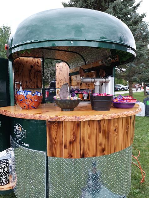 Mobile Party Trailer, Mobile Alcohol Trailer, Mobile Bar With Seating, Unique Mobile Bar Ideas, Mobile Bar Ideas Events, Airstream Mobile Bar, Cafe On Wheels, Mobile Bar Plans, Traveling Bar Trailer