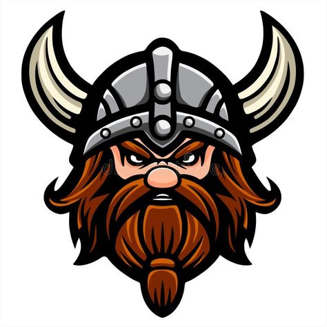 Viking Cartoon, Cartoon Viking, Viking Mascot, Helmet Illustration, Head Logo Design, Viking Head, Banks Logo, Viking Helmet, Helmet Stickers