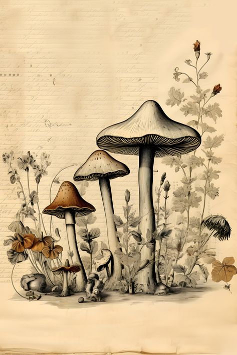 🍄 Take a Journey to the Past with this Antique Mushroom Illustration! 🍄 Infused with the charm of 19th-century botanical artistry, this piece is perfect for lovers of both history and nature. Vintage Mushroom Art, Illustration Botanique Vintage, Botanical Printables, Vintage Newspaper, Botanical Illustration Vintage, Illustration Botanique, Journal Vintage, Vintage Mushroom, Decoupage Art