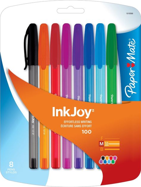 Amazon.com : Paper Mate InkJoy 100ST Ballpoint Pen, Medium, Fashion Colors, Set of 8 (1819566) : Ballpoint Stick Pens : Office Products Writing Systems, Business Colors, Paper Mate, Ink Pens, Medium Fashion, Writing Supplies, Holiday Packaging, Colored Pens, Pen And Paper