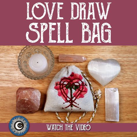 Love Mojo Bag, Spell For Self Love, Magical Crafting, Love Draw, Mojo Bags, Love Magic, Crystal Bags, Love Drawing, Love Spell