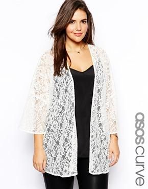 Plus size clothing | Plus size fashion for women | ASOS Flattering Outfits For Plus Size, Plus Size Women Outfits, Gilet Kimono, Bolero Cardigan, Flattering Outfits, Lace Blazer, Plus Size Fall, Plus Size Cardigans, Lace Kimono