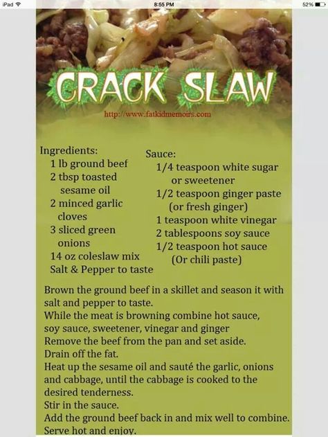 Crack slaw Ideal Protein Recipes, Low Carb Recipe, Eat Beef, Cole Slaw, Ideal Protein, Slaw Recipes, Coleslaw Mix, Coleslaw Recipe, Cabbage Recipes