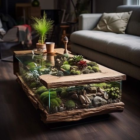 Terrarium Coffee Table, Meja Industrial, Terrarium Table, Aquarium Design, Plant Decor Indoor, Terraria, Small Balcony Ideas, 2x4 Furniture Plans, House Plants Decor