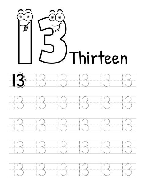 Number Tracing Book Interior For Kids. Children Writing Worksheet. Premium Vector Elements.-14 Number 11 Tracing Worksheet, Number 13 Worksheets For Preschool, Number 13 Worksheet For Preschool, Number 13 Worksheet, Children Writing, Tracing Worksheets Preschool, Worksheets Preschool, Number Tracing, Vector Elements