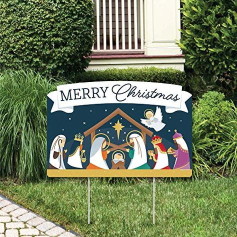 Big Dot of Happiness Holy Nativity - Manger Scene Religious Christmas Yard Sign Lawn Decorations - Merry Christmas Pa... Christmas Lawn Decorations, Nativity Manger, Outdoor Nativity, Lawn Decorations, Custom Yard Signs, Christmas Yard Art, Merry Christmas Gif, Christmas Yard Decorations, Colonial Christmas