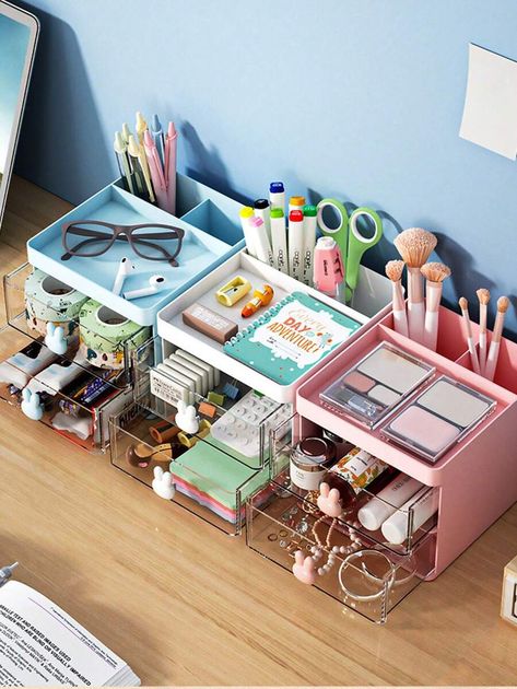 Office Supplies Storage, Mini Storage Box, Shein Finds, Office Supply Storage, Office Supply Organization, Mini Storage, Stationary School, Cute Stationary, Stationery Storage