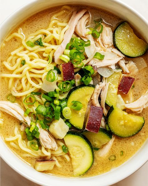 Vegetable Ramen Recipes, Vegetable Ramen, Simply Shredded, Korean Sweet Potato, Easy Ramen, Noodle Soups, Chicken Noodle Recipes, Ramen Noodle Recipes, Fried Mushrooms