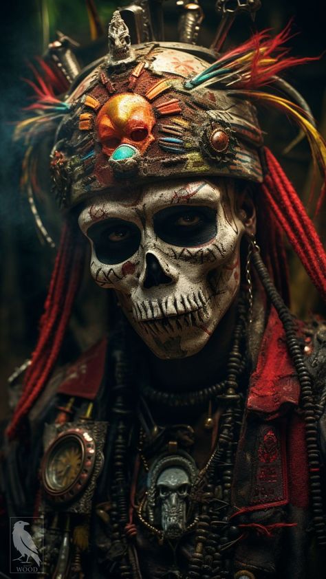 Masquerade Party Aesthetic, African Voodoo, Voodoo Art, Wasteland Warrior, American Mythology, Black Power Art, Movies Art, Mexican Culture Art, Witch Doctor