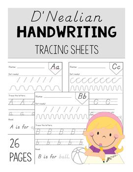 26 D'Nealian handwriting practice sheets. Includes a warm up at the top. Great for the beginning of the school year! Dnealian Handwriting, Cursive Handwriting Worksheets, Teaching Handwriting, Handwriting Sheets, Summer Homeschool, Tracing Lines, Montessori Lessons, Teaching Language, Handwriting Practice Sheets