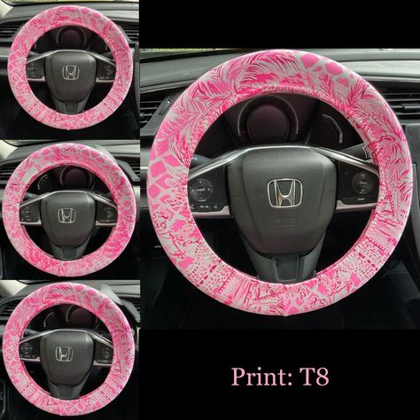 Pink and White steering wheel cover -  #cover #pink #Steering #Wheel #White Beach Car Decor, Jeep Decor, Preppy Car Accessories, Preppy Car, Car Wheel Cover, Seat Belt Covers, Tropical Palm Trees, Girly Car Accessories, Car Life