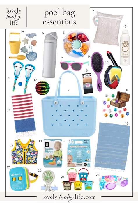 What's in My Bag: Pool Bag Essentials Pool Bag Organization, Pool Bag Essentials, Mom Bag Essentials, Summer Bag Essentials, Lake Bag, Kids Beach Bag, Beach Bag Essentials, Pool Essentials, What's In My Bag