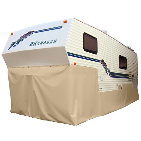 PRICES MAY VARY. ALL-WEATHER PROTECTION: Shield your RV from the elements with our 5th Wheel Front Hitch Enclosure RV Skirting Kit. Crafted by EZ-SNAP, these camper accessories include 25' of 71-inch tall premium RV skirting that's ideal for year-round use, and can also protect any 5th wheel tripod stabilizer or RV parking block you may be using to stabilize your travel trailer. CUSTOMIZABLE & SECURE: Choose from 4 available colors and 3 snap fastener options for easy installation around your tr Camper Must Haves, Rv Skirting, Rv Dog, Rv Design, Camper Accessories, Rv Makeover, Trailer Living, Buying An Rv, Rv Trailer