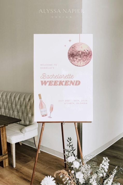 Bachelorette Board Sign, Welcome Bachelorette Sign, Welcome To Bachelorette Party Sign, Bachelorette Welcome Sign, Pink Disco Bachelorette Party, Pink Disco Bachelorette, Tulum Bachelorette, Bachelorette Party Sign, Groovy Bachelorette