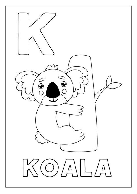 Learning English alphabet for kids. Letter K. Cute koala on tree. Letter K Worksheets For Preschoolers, Letter K Worksheet, K Letter Design, English Alphabet For Kids, Bird Crafts Preschool, Abc Preschool, Early Childhood Education Resources, Toddler Art Projects, Crafts Preschool