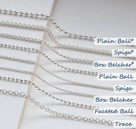 Types Of Chains Jewelry, Types Of Necklace Chains, Jewelry Chain Types, Chain Types, Make A Necklace, Jewelry Knowledge, Work Necklaces, Necklace Chain Types, Diy Jewelry Necklace