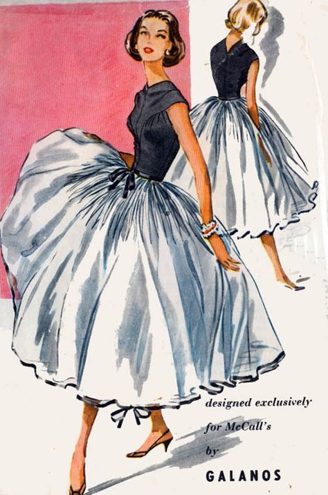 1950s Galanos designer dress Sewing Construction, Fashion Notebook, 1950s Clothing, 1950s Cocktail Dress, Evening Dress Patterns, Patron Vintage, Fashion Illustration Vintage, Vintage Dress Patterns, Fashion 1950s