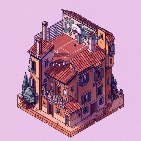 Isometric Drawing, Sims 4 House Design, Isometric Art, Isometric Design, Sims House Design, Isometric Illustration, Arte Cyberpunk, House Drawing, Minecraft Designs