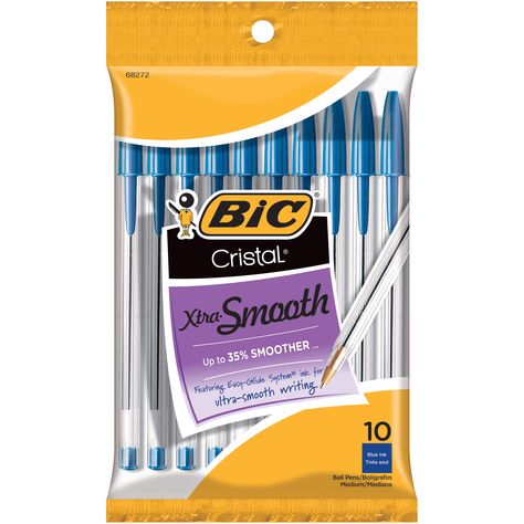 Free 2-day shipping. Buy BIC Cristal Xtra Smooth Ball Pen, Medium Point (1.0mm), Blue, 10 Count at Walmart.com Bic Pens, Crystal Pen, Pen Shop, Hexagon Design, 10 Count, Writing Supplies, Pointed Pen, Red Ink, Ballpoint Pens