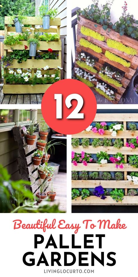 12 Stunning Pallet Gardens Pallet Gardens Vertical, What To Do With Old Wood Pallets, Whole Pallet Projects Easy Diy, Recycled Pallets Ideas Diy Projects, Pallet For Garden, Garden Palette Ideas, Flower Pallet Ideas, Pallet Vegetable Planter, Palette Diy Outdoor