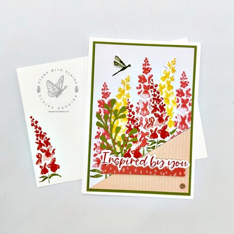 Altered cards - Hello Hollyhocks - Stamp with Elaine Stampin Up Hello Hollyhocks Kit, Inspiring Snapdragons Stampin Up Cards, Plant Cards, Altered Cards, Pink Cards, Cut Image, Olive Leaf, Original Card, Card Kit