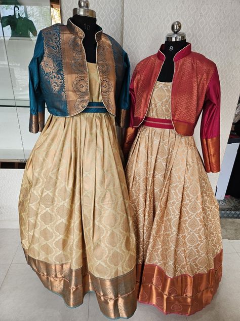 Sisters Combo, saree conversion ideas Gowns From Saree, Diwali, Saree, Quick Saves