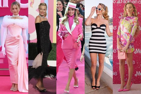 Margot Robbie’s Best Barbie-Inspired Looks From Her Press Tour - The New York Times Barbie Movie Outfits, Margot Robbie Outfit, Totally Hair Barbie, New Barbie Dolls, Movie Outfits, Barbie Halloween, Fall Fashion Skirts, Barbie Inspired, Barbie Outfits