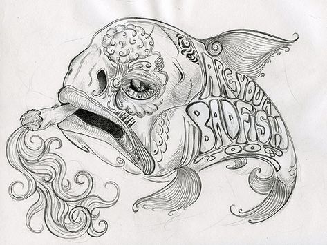 My first! Sublime's Badfish Sublime Album Art, Sublime Tattoo Ideas, Hippie Drawing Ideas, Psychobilly Art, Sublime Tattoo, Hippie Drawing, Trippy Tattoo, Hippy Art, Rock Tattoo