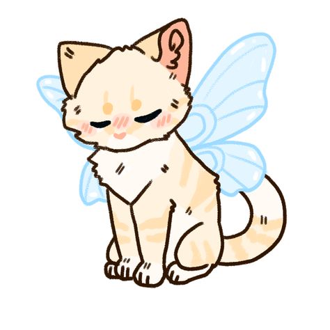 A cute kitty with fairy wings! Winged Cat Drawing, Fairy Cat Drawing, Fairy Kitty, Fairy Animals, Cat With Wings, Fairy Cat, Simple Cat Drawing, Animals Aesthetic, Fairy Stickers