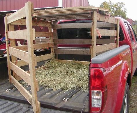 Pickup Truck Livestock Rack | Supplies for one 6’ panel*: Small Livestock Trailer, Truck Bed Livestock Hauler, Diy Livestock Trailer, Lamb Pen Ideas, Goat Ideas, Goat Shelter, Goat Pen, Homesteading Animals, Raising Pigs