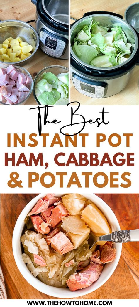 Instant Pot Boiled Dinner With Ham, Instant Pot Recipes Ham, Cabbage And Ham Hock Recipes, Instant Pot Boiled Dinner, Cabbage Ham Potatoes, Ham Steak Instant Pot, Cabbage And Potatoes Instant Pot, Instant Pot Cabbage Recipes, Ham Instant Pot Recipes