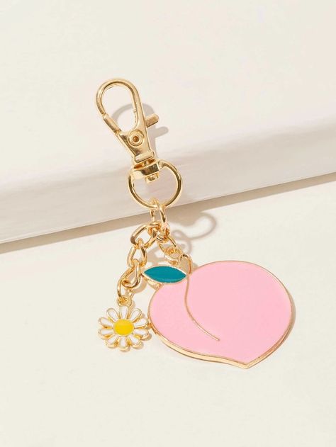 Keychain Photography Ideas, Pink Keychains, Keychain Photography, Enamel Keychain, Keychain Charms, Cool Keychains, Peach Aesthetic, Unique Keychains, Pink Girly Things