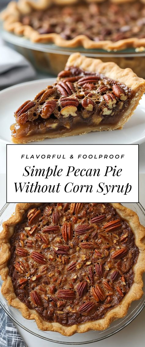 Image for Simple Pecan Pie Without Corn Syrup Pecan Pie Without Eggs, Less Sugar Pecan Pie Recipe, Pecan Pie Filling Without Corn Syrup, Easy Pecan Pie Without Corn Syrup, 1914 Pecan Pie Without Corn Syrup, Clean Pecan Pie, Pecan Pie No Corn Syrup Recipe, Pecan Pie With Agave Syrup, Old Fashioned Pecan Pie Recipe No Corn Syrup