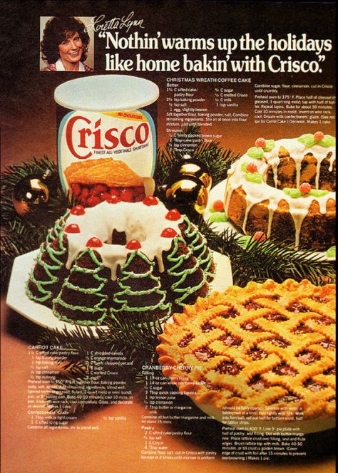 Dessert Poster, Crisco Recipes, Christmas Eats, Written Recipes, Christmas Specials, Celebrity Recipes, Vintage Housewife, Christmas Baking Recipes, Retro Food