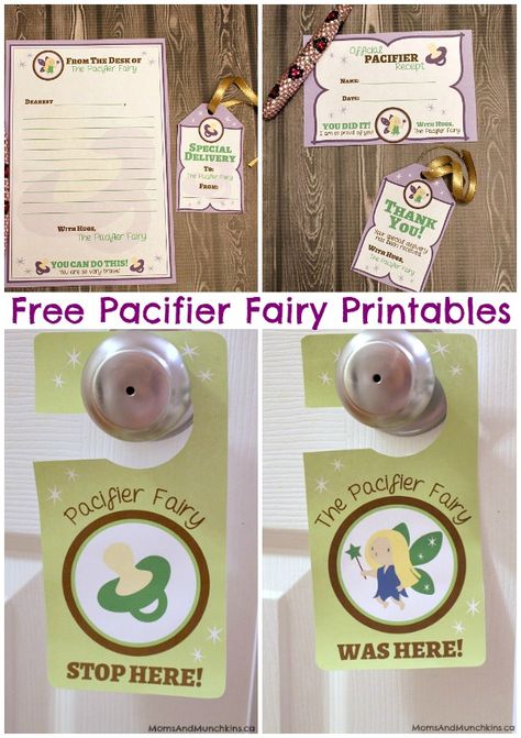 Pacifier Fairy Printables (Free) http://www.momsandmunchkins.ca/2014/08/01/pacifier-fairy-printables/ #PacifierFairy Paci Fairy Ideas, Binky Fairy, Avent Pacifier, Pacifier Weaning, The Pacifier, Family Fun Night, Monthly Newsletter, Fairy Gifts, Printables Free