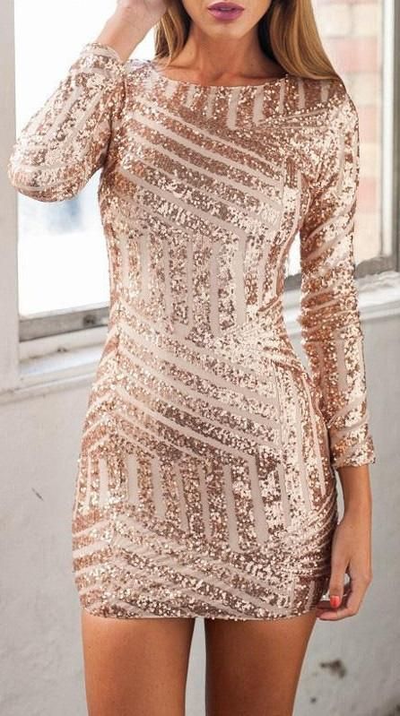 Open Back Long Sleeve Dress, Tight Prom Dresses, Long Sleeve Homecoming Dresses, Sequin Dress Short, Rose Champagne, Long Sleeve Cocktail Dress, Sequined Dress, Dresses Tight, Popular Dresses