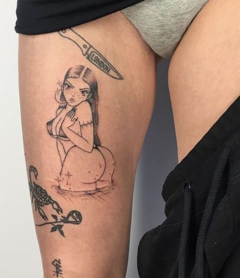 Mangas Tattoo, Russian Tattoo, Men's Small Tattoo, Small Pretty Tattoos, Kawaii Tattoo, Spooky Tattoos, Geniale Tattoos, Pretty Tattoos For Women, Weird Tattoos