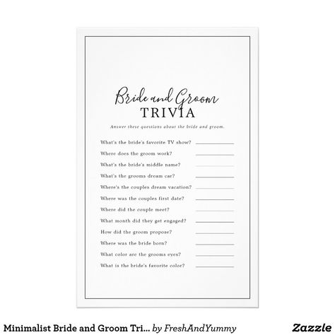 Bride And Groom Trivia, Wedding Shower Activities, Yellow Wedding Theme, Simple Bridal Shower, Rustic Bride, I Do Bbq, Minimalist Bride, Custom Flyers, Wedding Shower Games