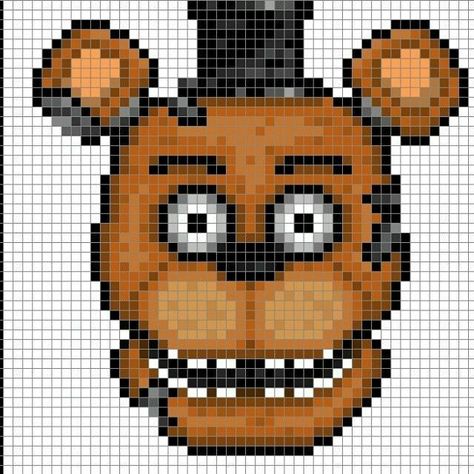 Crochet Five Nights At Freddys, Fnaf Pixel Art Grid, Pixel Art Grid Easy, Fnaf Pixel Art, Crochet Grid Patterns, Fnaf Crafts, Crochet Grid, Modele Pixel Art, Grid Patterns