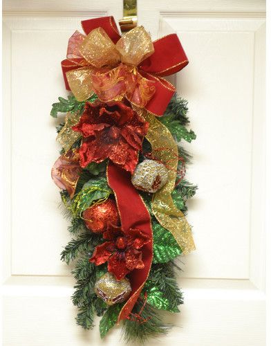 Floral Home Decor Glistening Magnolia Christmas Door Swag #ad Floral Christmas Wreath, Christmas Door Swag, Magnolia Christmas, Red Magnolia, Christmas Door Decoration, Christmas Swag, Floral Christmas, Floral Home Decor, Door Swag