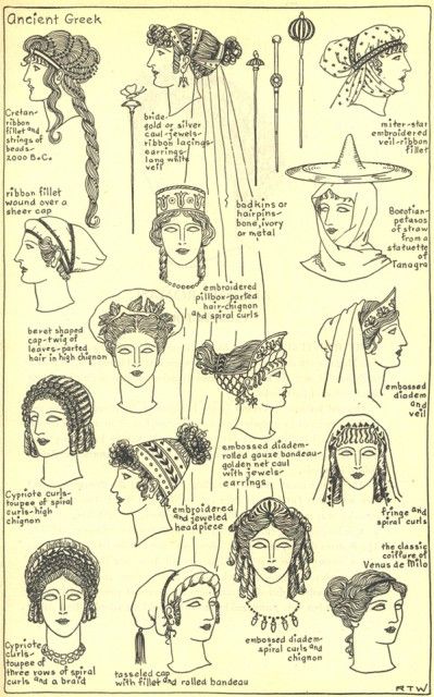 ANCIENT GREEK WOMENS FASHION: Women's hairstyles and accesories throughout ancient Greek history Ancient Greek Hairstyles, Ancient Greece Clothing, Ancient Greece Fashion, Greek Hairstyles, Ancient Greek Clothing, Ancient Greece Aesthetic, Greek Hair, Historical Hairstyles, Sejarah Kuno